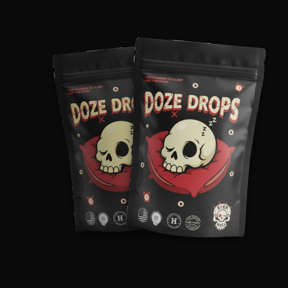 Doze Drops 2-Pack — two bags of full-spectrum sleep gummies, 60 nights